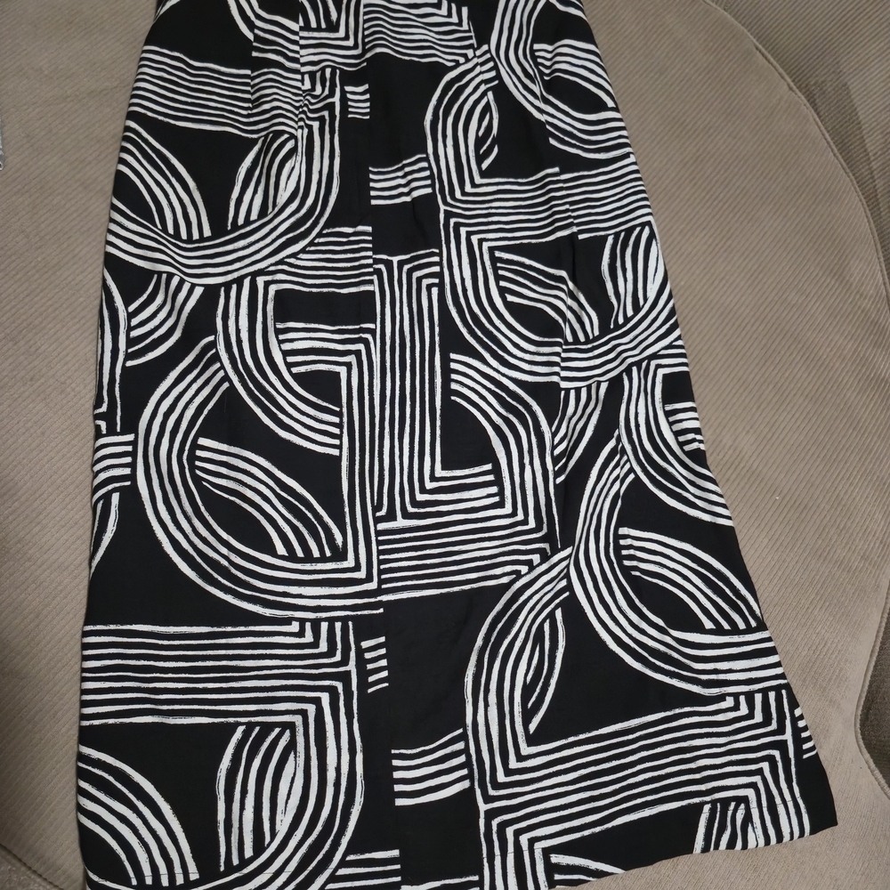 Black and White Patterned A-Line Skirt